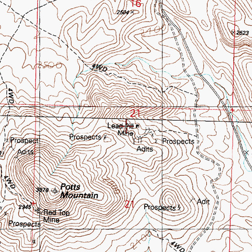 Topographic Map of Lead Pill Mine, AZ