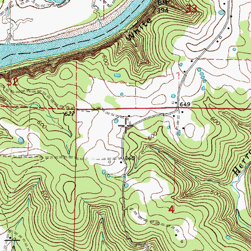 Topographic Map of Chastain (historical), AR