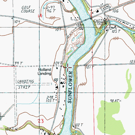 Topographic Map of Holland Landing, MS