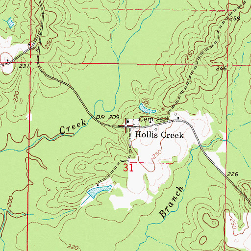 Topographic Map of Hollis Creek, MS