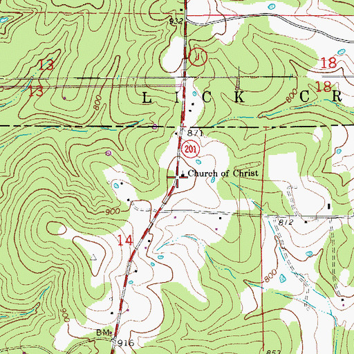Topographic Map of Church of Christ, AR
