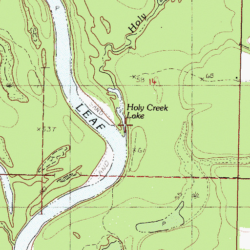 Topographic Map of Holy Creek, MS