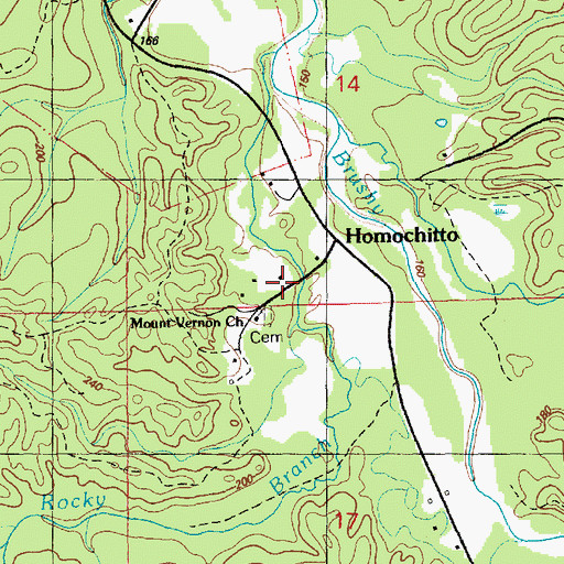 Topographic Map of Homochitto, MS