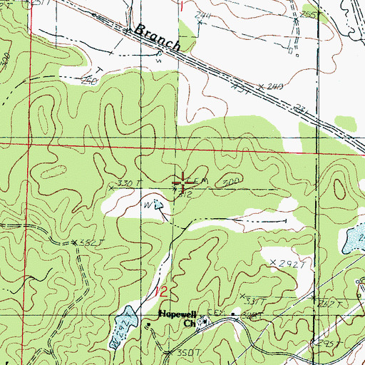 Topographic Map of Hopewell Cemetery, MS