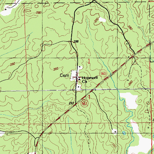 Topographic Map of Hopewell Church, MS