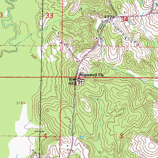 Topographic Map of Hopewell Church, MS