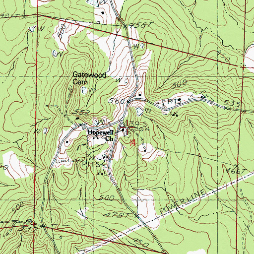 Topographic Map of Hopewell Church, MS