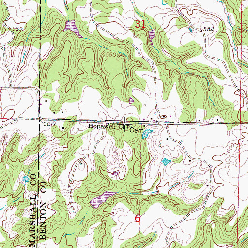Topographic Map of Hopewell Church, MS