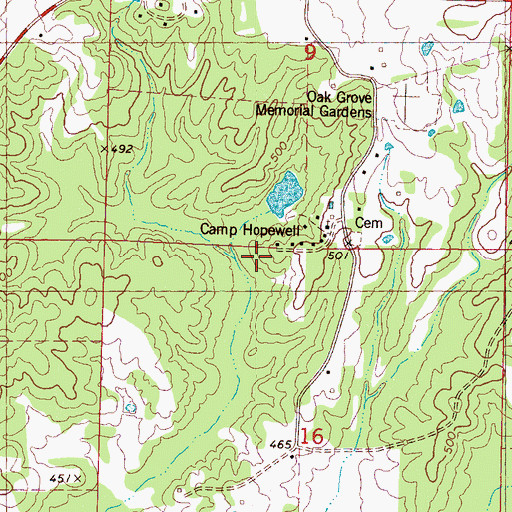 Topographic Map of Hopewell School, MS