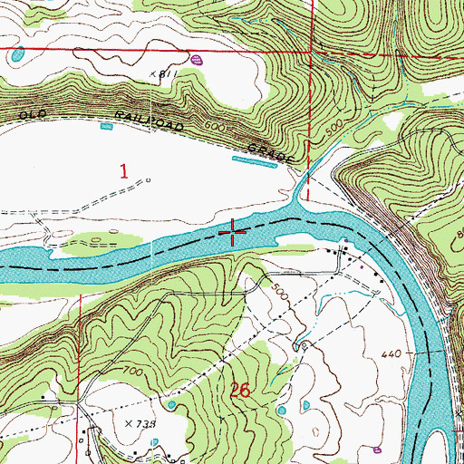 Topographic Map of Collis Ferry (historical), AR