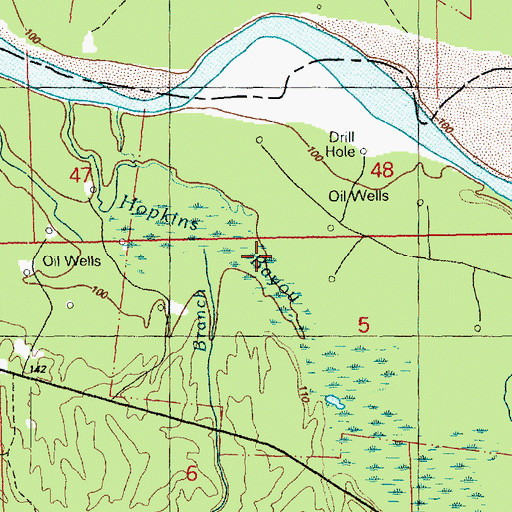 Topographic Map of Hopkins Bayou, MS