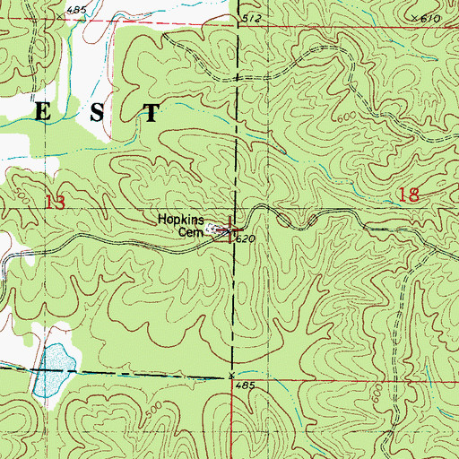 Topographic Map of Hopkins Cemetery, MS