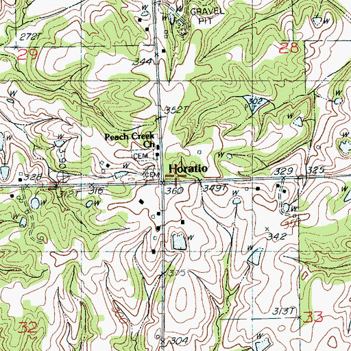 Topographic Map of Horatio, MS