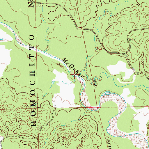 Topographic Map of Horse Creek, MS