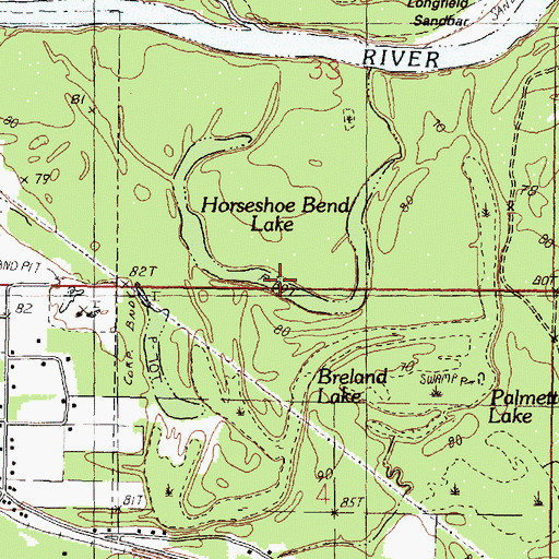 Topographic Map of Horseshoe Bend Lake, MS