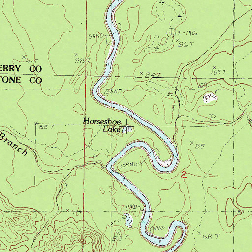 Topographic Map of Horseshoe Lake, MS