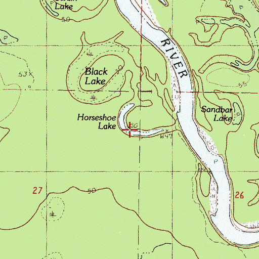 Topographic Map of Horseshoe Lake, MS