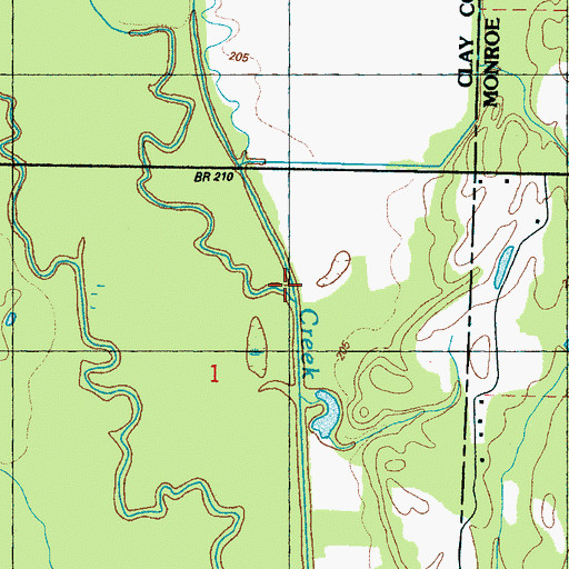 Topographic Map of Houlka Creek, MS