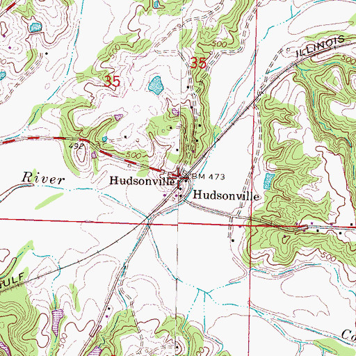 Topographic Map of Hudsonville, MS
