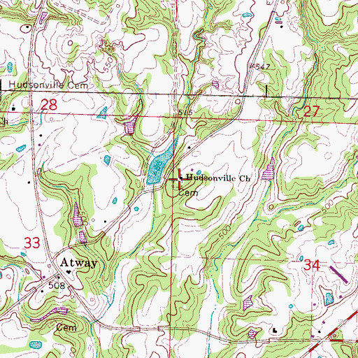 Topographic Map of Hudsonville Church, MS