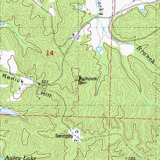 Topographic Map of Hudspeth Cemetery, MS