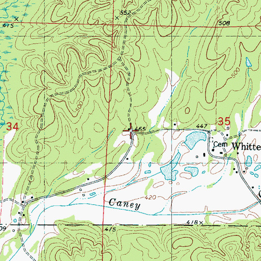 Topographic Map of Hunters Chapel, MS