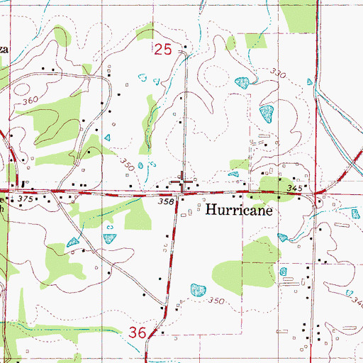 Topographic Map of Hurricane, MS
