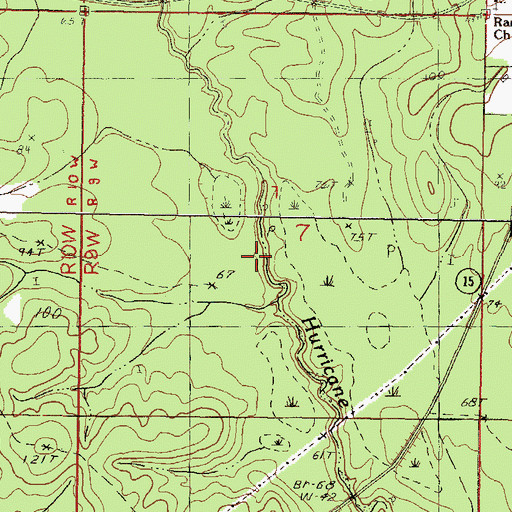 Topographic Map of Hurricane Bay Branch, MS