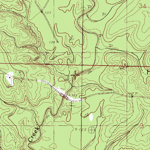 Topographic Map of Hurricane Creek, MS