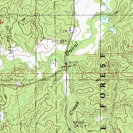 Topographic Map of Hurricane Creek, MS
