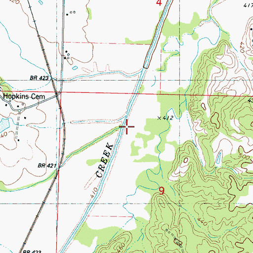 Topographic Map of Hurricane Creek, MS