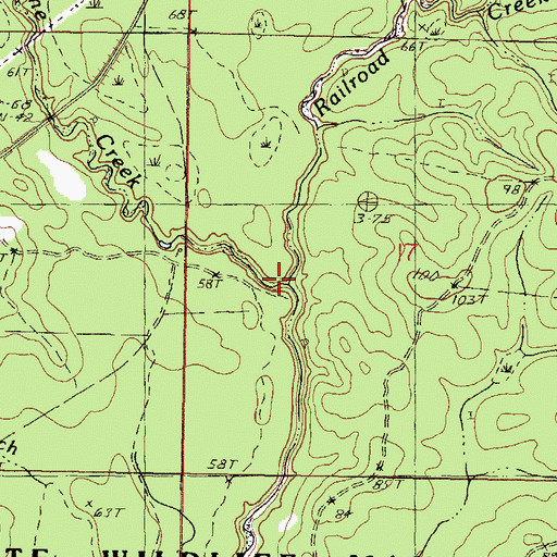 Topographic Map of Hurricane Creek, MS