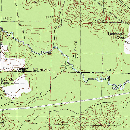 Topographic Map of Hurricane Creek, MS