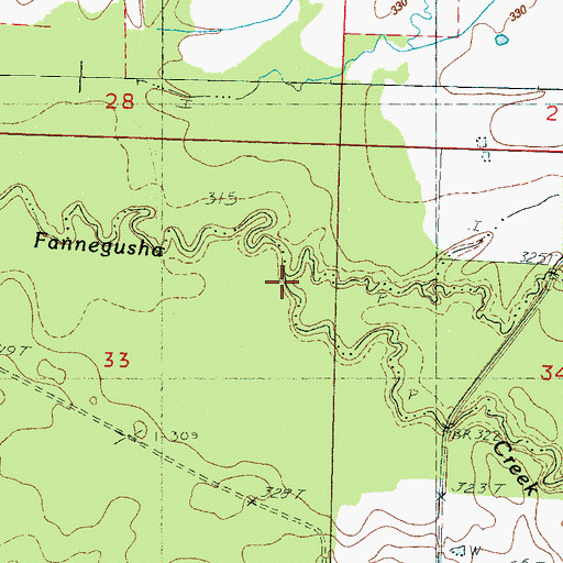 Topographic Map of Hurricane Creek, MS