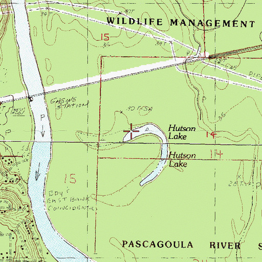 Topographic Map of Hutson Lake, MS