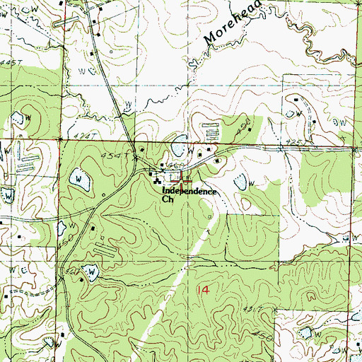 Topographic Map of Independence Church, MS