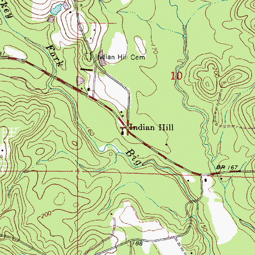 Topographic Map of Indian Hill, MS