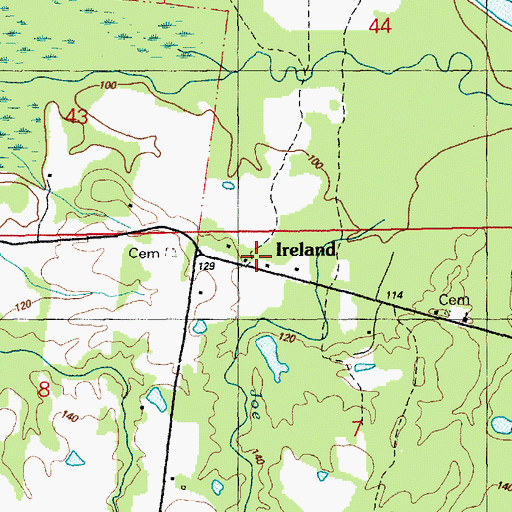 Topographic Map of Ireland, MS