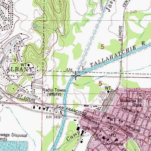 Topographic Map of Jasper Creek, MS