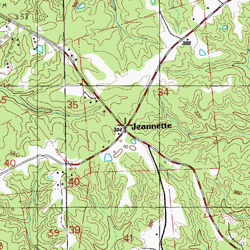 Topographic Map of Jeannette, MS