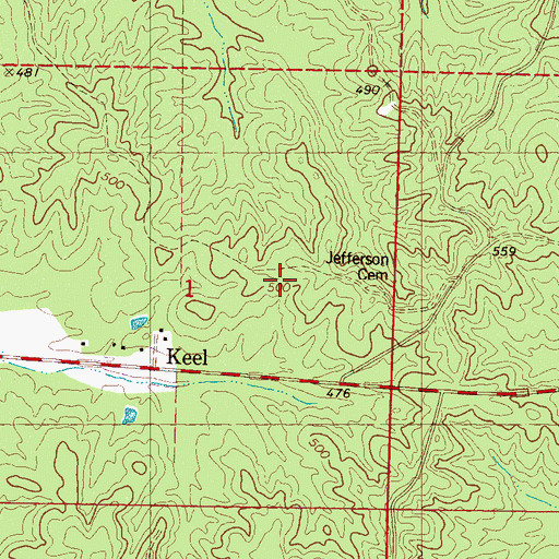 Topographic Map of Jefferson Cemetery, MS