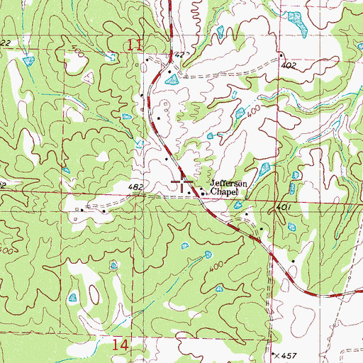 Topographic Map of Jefferson School, MS