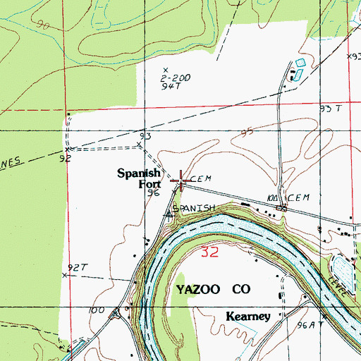 Topographic Map of Jeffery Cemetery, MS