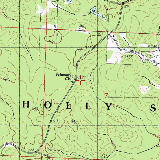 Topographic Map of Jehovah Cemetery, MS