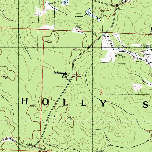 Topographic Map of Jehovah Church, MS