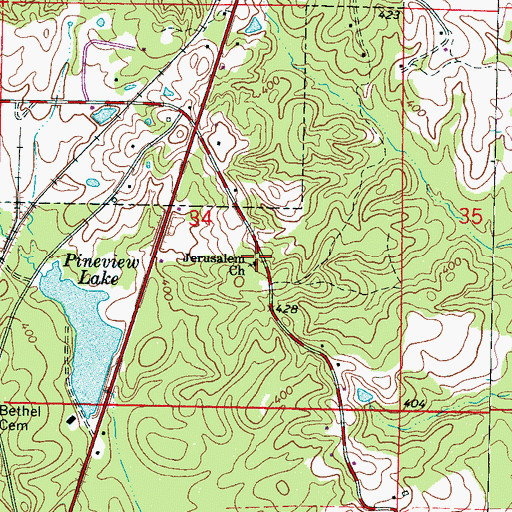 Topographic Map of Jerusalem Baptist Church, MS