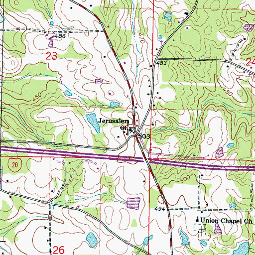 Topographic Map of Jerusalem Church, MS