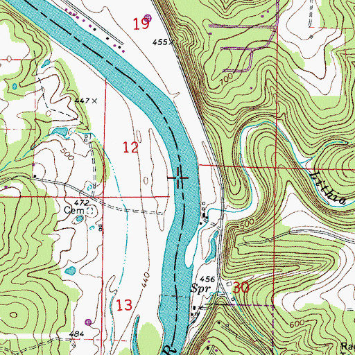 Topographic Map of Denton Ferry (historical), AR