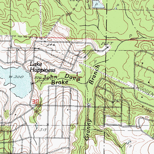 Topographic Map of John Davis Brake, MS