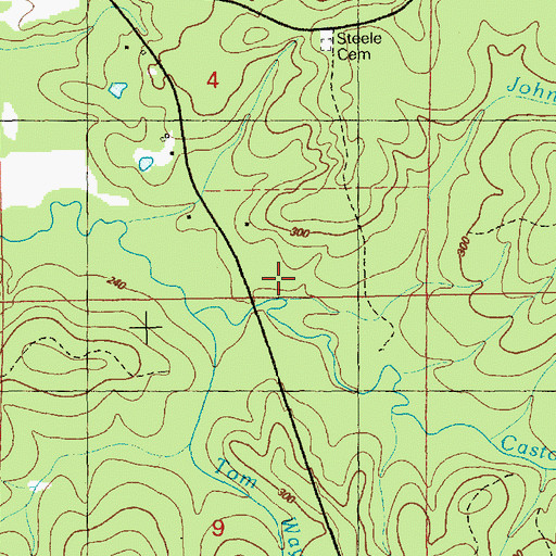 Topographic Map of John Knight Branch, MS